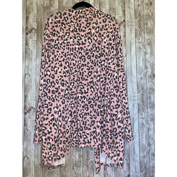 Kim Rogers Women's Pink Leopard Open Front Cardigan Size 2X Animal Print - Picture 8 of 9